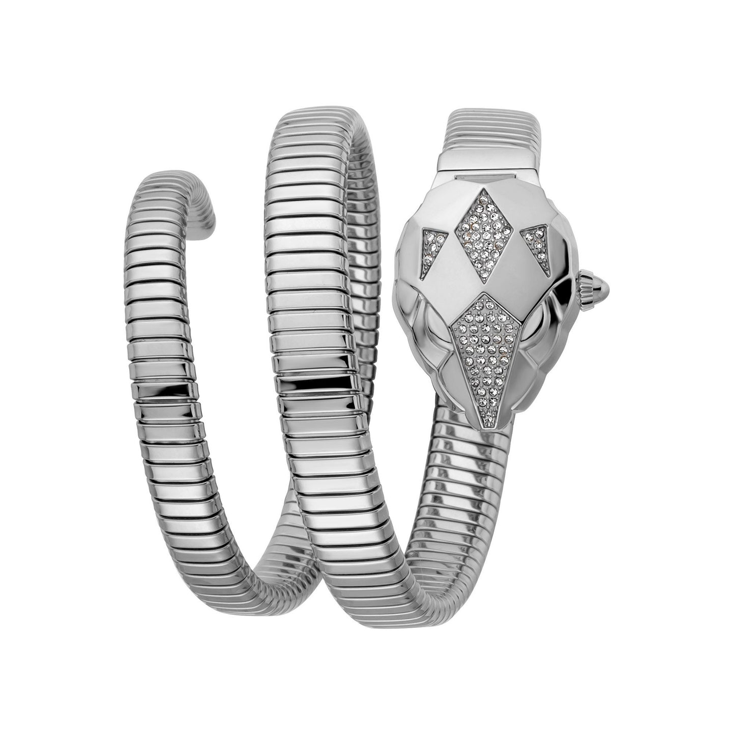 JUST CAVALLI Evellyn Snake Twist Silver Zirconia Watch