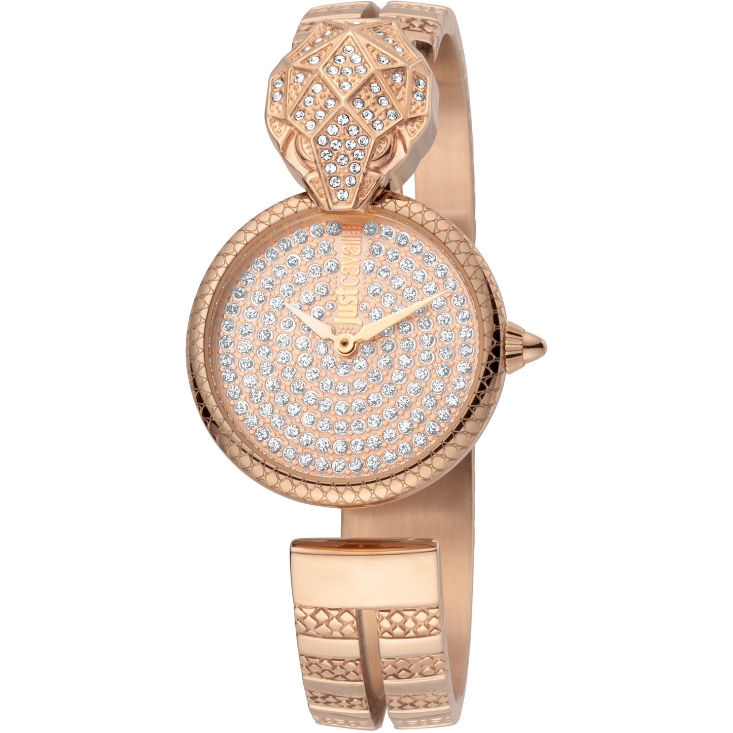 JUST CAVALLI Glam Cuff Snake Zirconia Rose Gold Watch