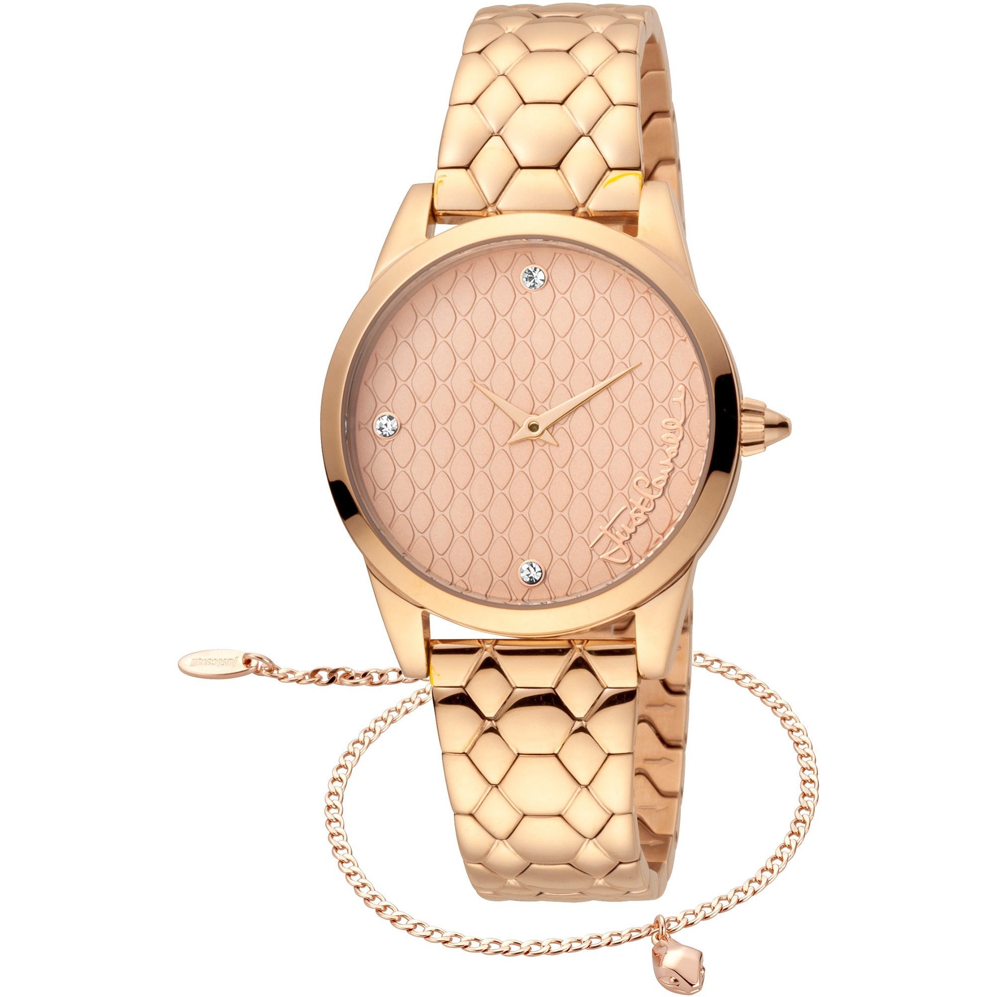 JUST CAVALLI Animalistic Diamante Zironia Rose Gold + Free Bracelet Watch