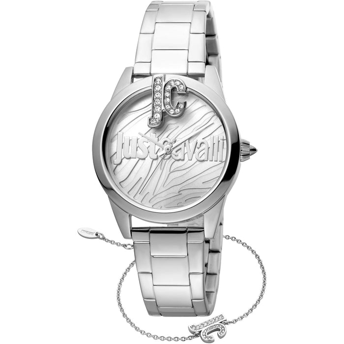 JUST CAVALLI JC Bling Diamante Zirconia Steel + Free Bracelet Watch
