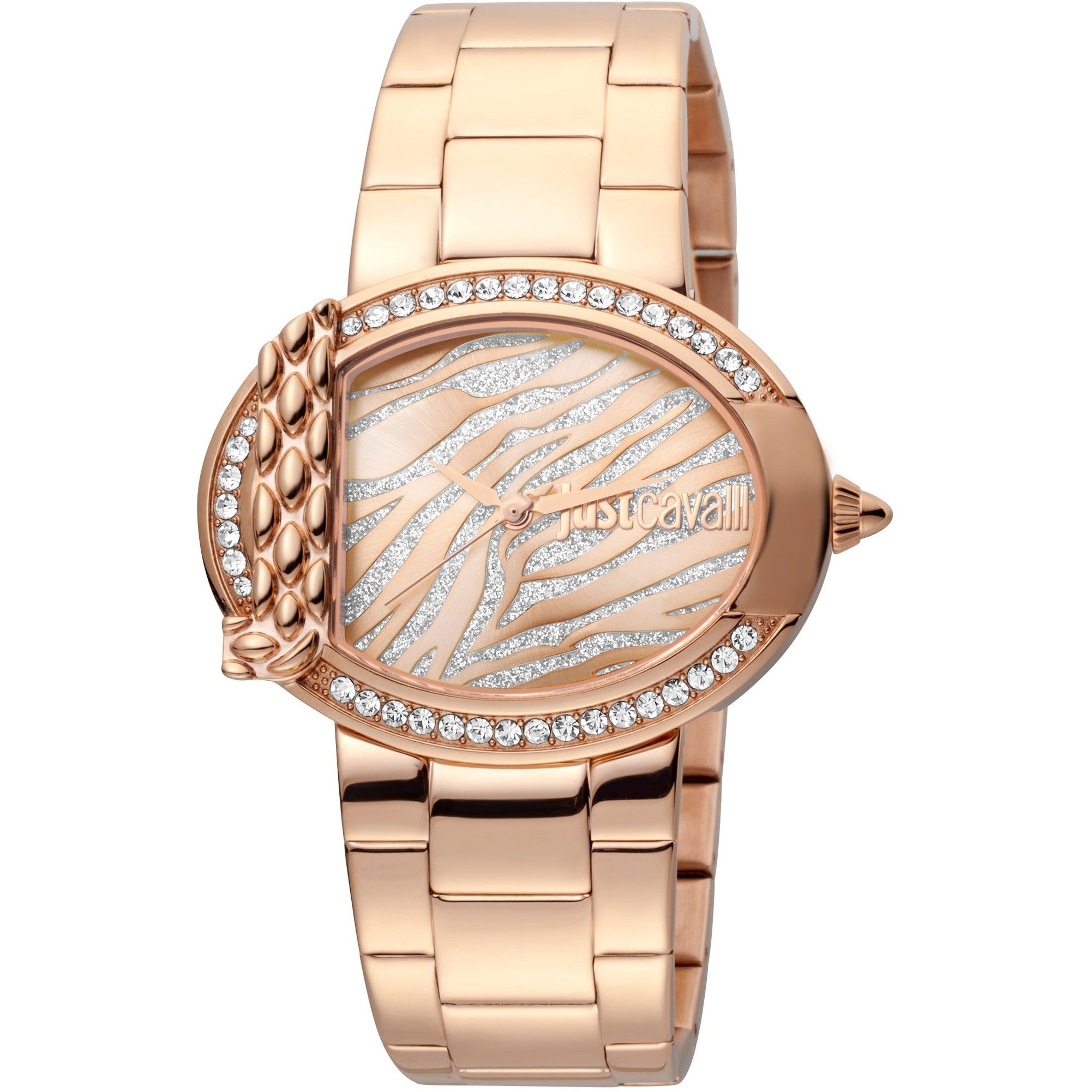 JUST CAVALLI Eve Steel Bling Zirconia Rose Gold Tone Watch