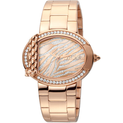 JUST CAVALLI Eve Steel Bling Zirconia Rose Gold Tone Watch