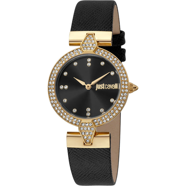 JUST CAVALLI Elegance Leather Gold/Black Watch