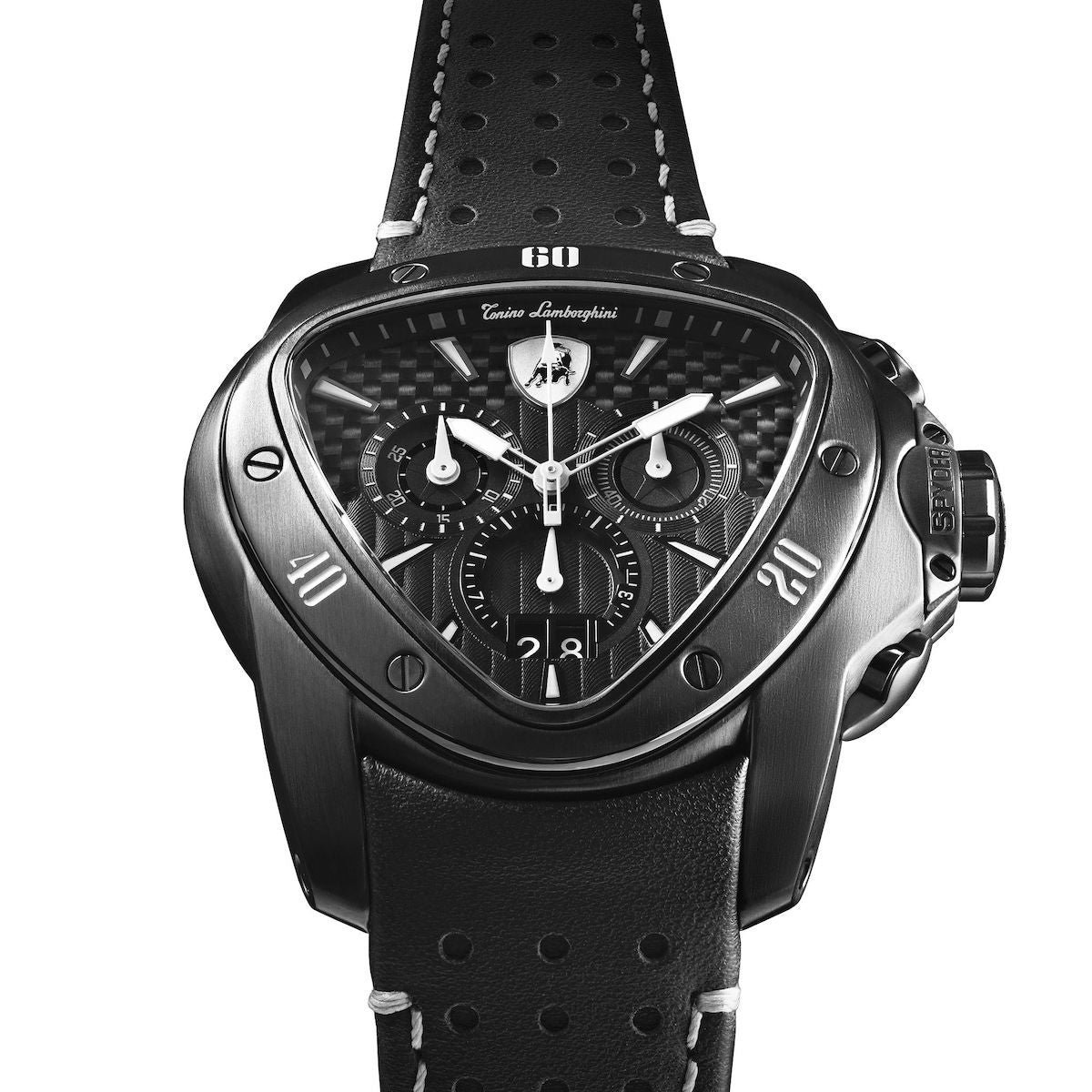 TONINO LAMBORGHINI Spyder BLACK Black/White/Leather Watch