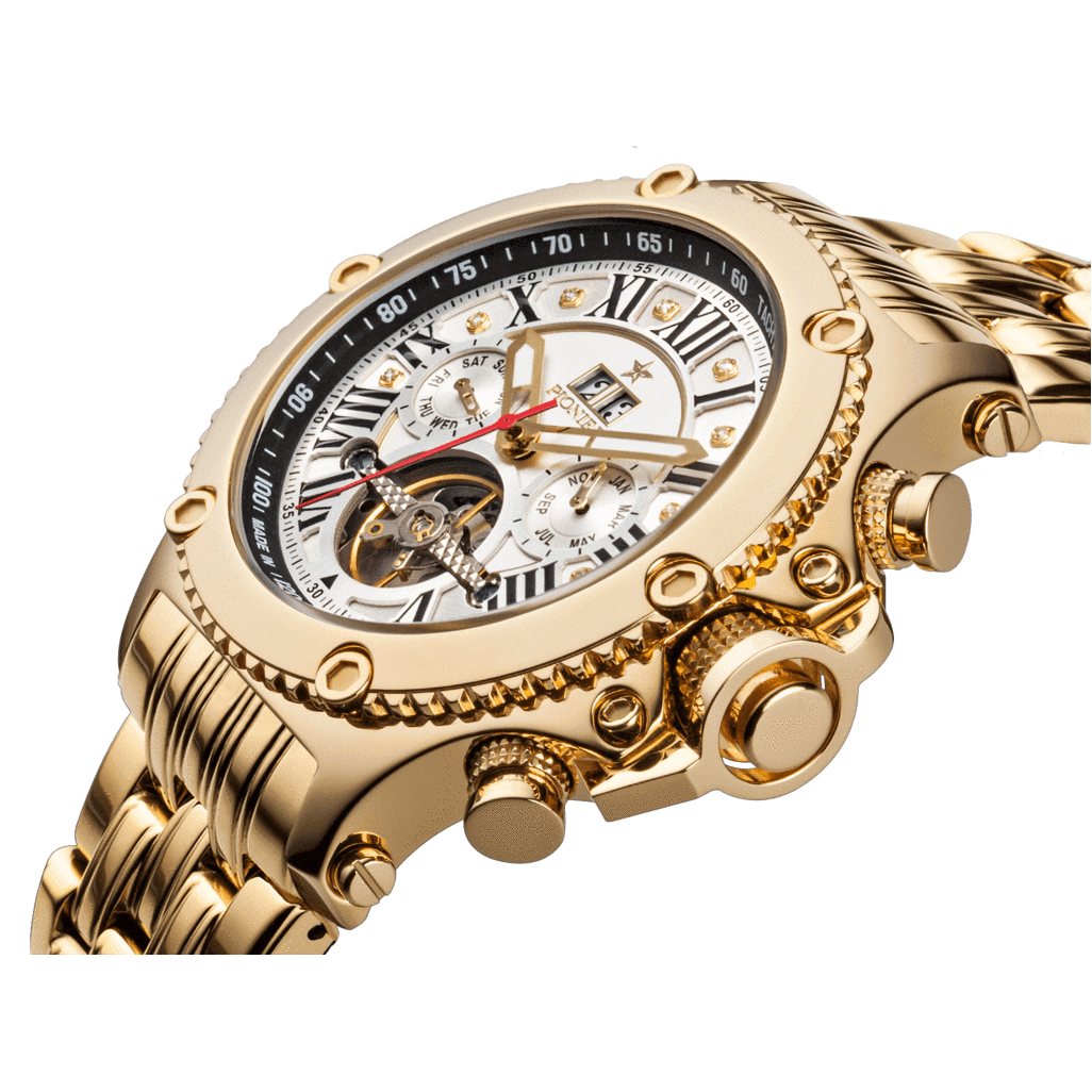 TUFINA GERMANY NEW YORK DIAMONDS PIONIER STEEL GOLD | WHITE Watch
