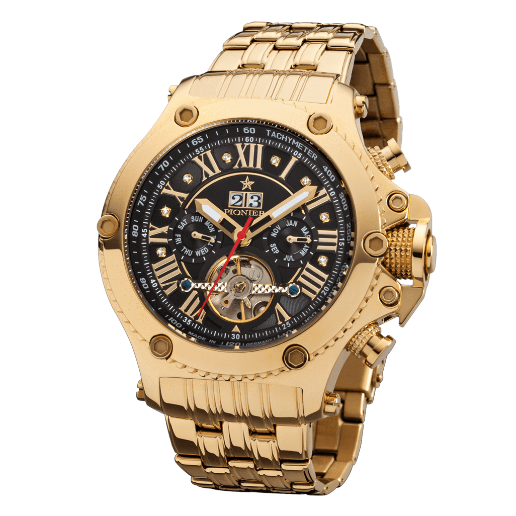 TUFINA GERMANY NEW YORK DIAMONDS PIONIER STEEL GOLD | BLACK Watch