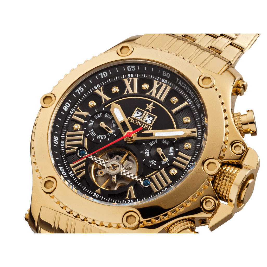 TUFINA GERMANY NEW YORK DIAMONDS PIONIER STEEL GOLD | BLACK Watch