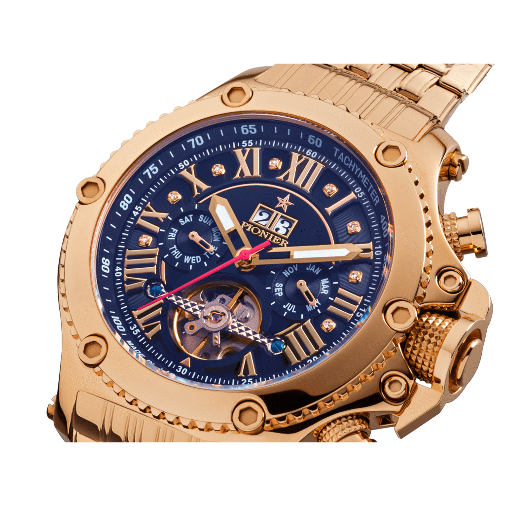 TUFINA GERMANY NEW YORK DIAMONDS PIONIER STEEL ROSE GOLD | BLUE Watch