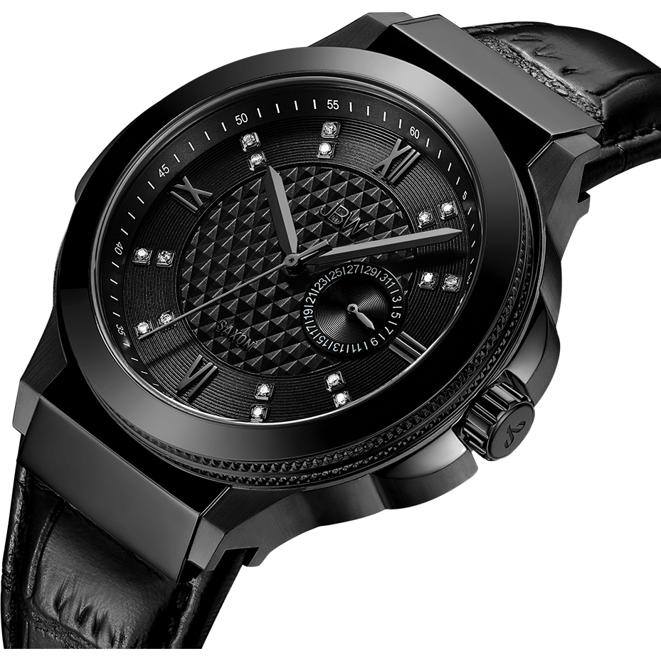JBW Saxon 48 Black 16 Diamonds Watch