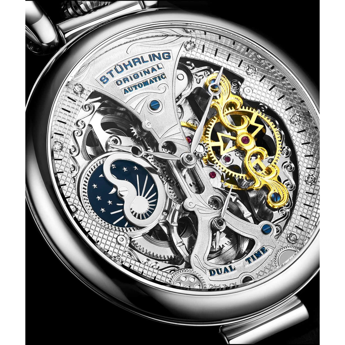 STUHRLING ORIGINAL Emperor's Grand DT II Silver Watch