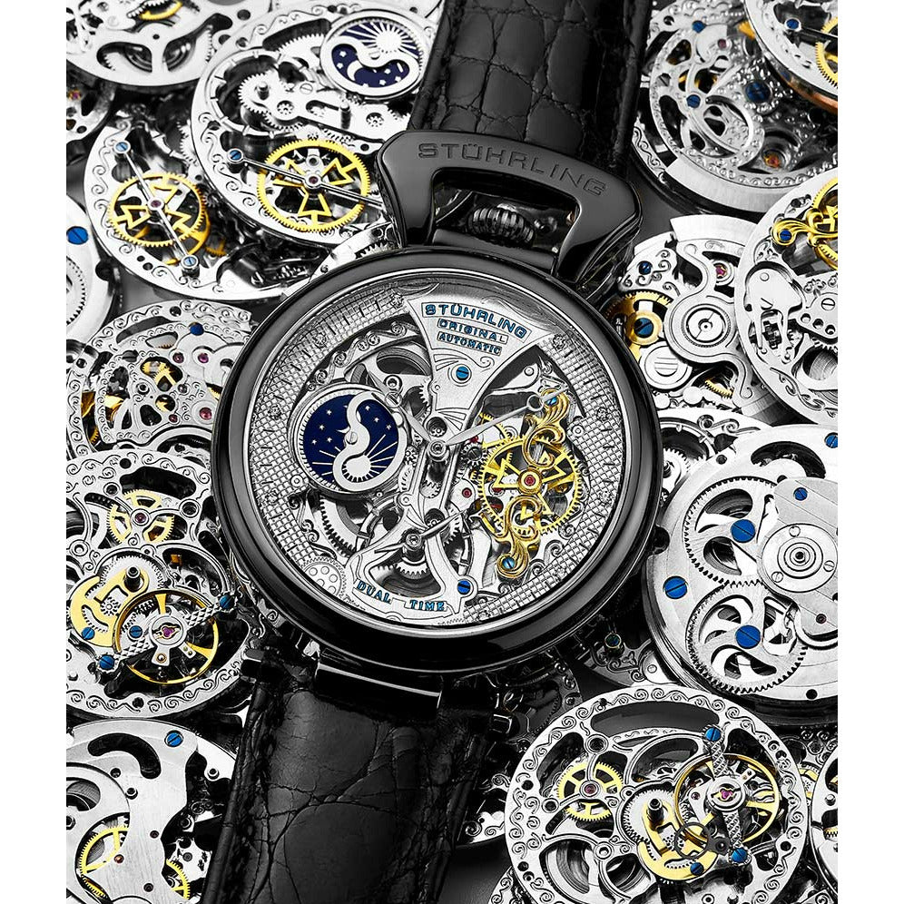 STUHRLING ORIGINAL Emperor's Grand DT II Ionic Black/Silver Watch