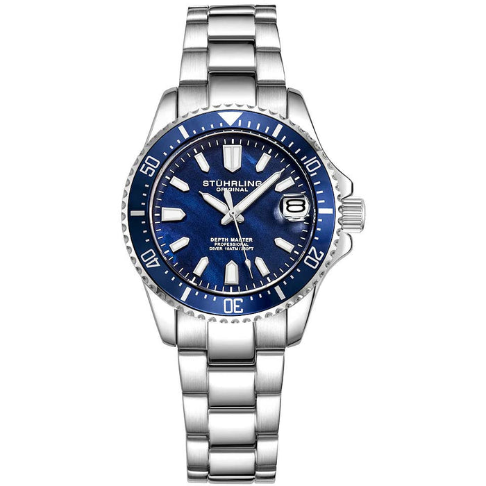 STUHRLING ORIGINAL 3950AL Quartz 32mm Classic Depthmaster Lady Blue Watch