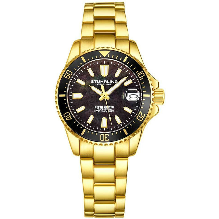 STUHRLING ORIGINAL 3950AL Quartz 32mm Classic Depthmaster Lady Gold/Black Watch