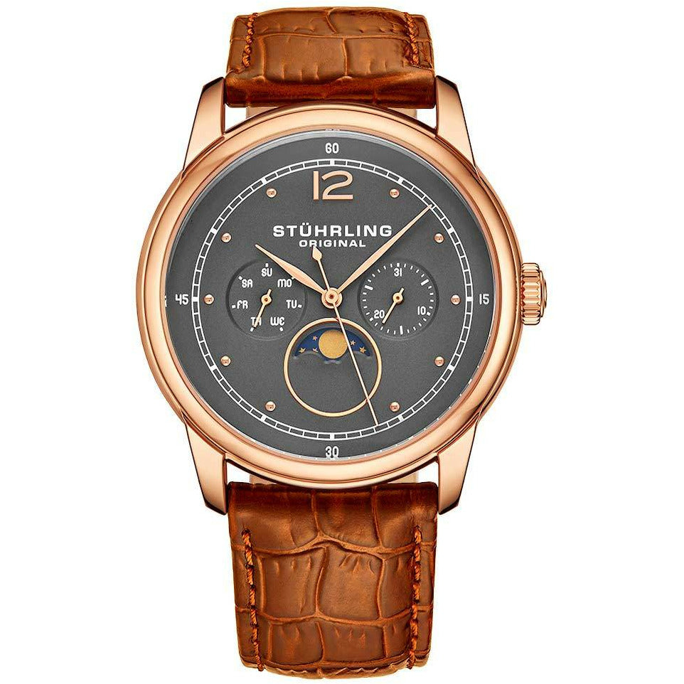 STUHRLING ORIGINAL Celestia 898 Quartz 39mm Classic Rose Gold/Brown Watch