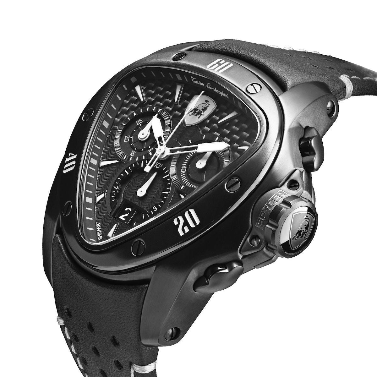 TONINO LAMBORGHINI Spyder BLACK Black/White/Leather Watch