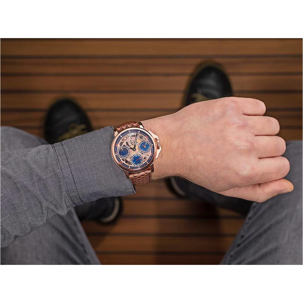 TUFINA GERMANY BEUNOS AIRES THEOREMA DUAL TIME ROSE GOLD | BROWN Watch