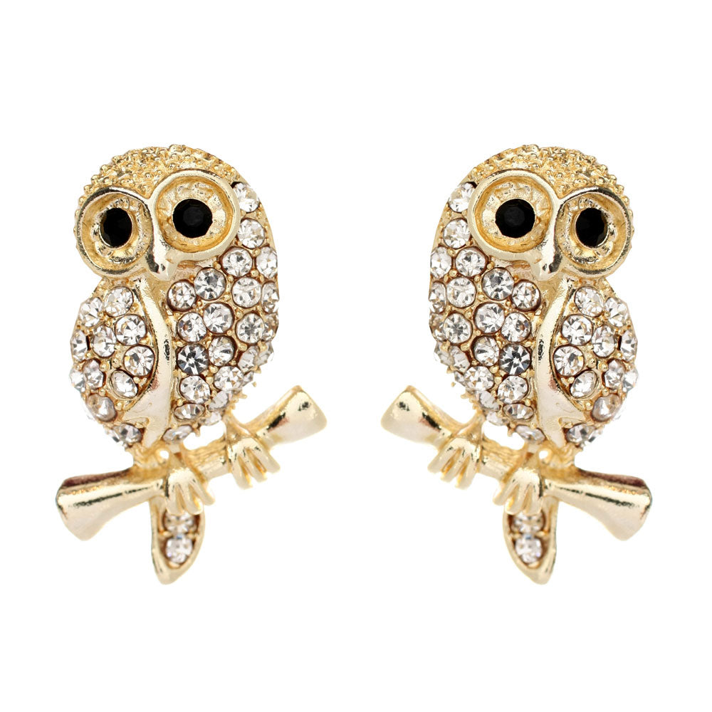 AMRITA NEW YORK Baby Owl Earrings Gold/Clear