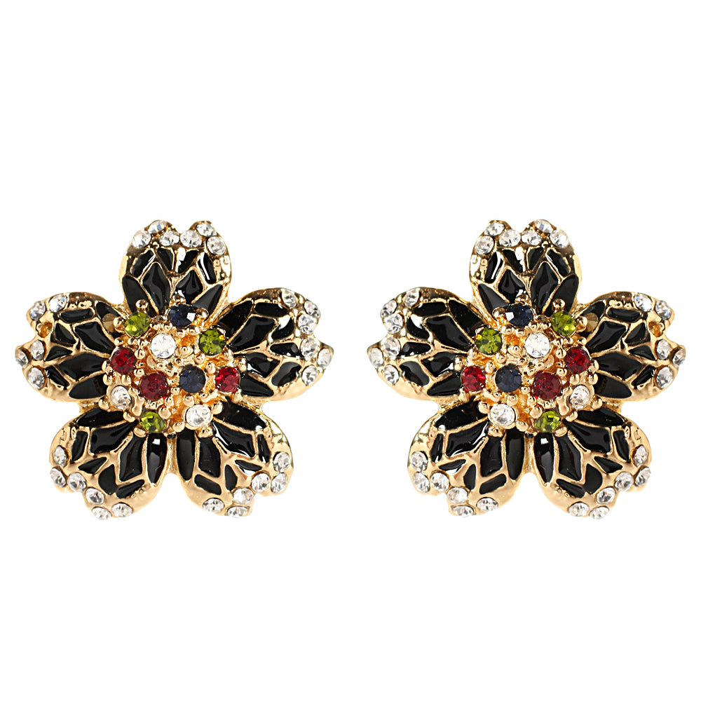 AMRITA NEW YORK Floral Nikki Studs Multi Black