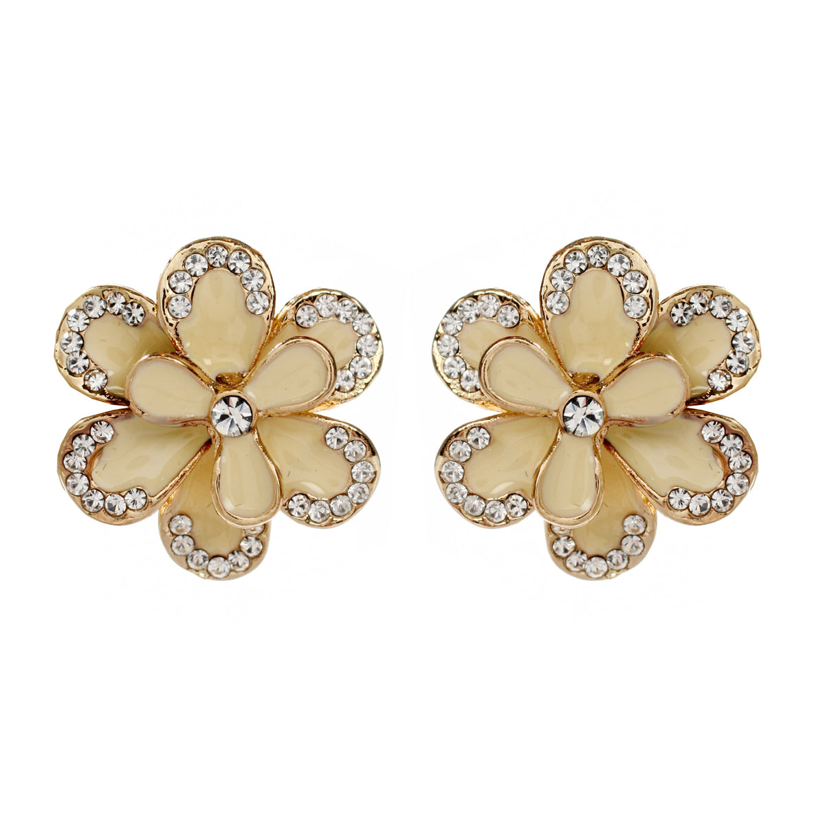 AMRITA NEW YORK Jessy Enamel Floral Stud Ivory