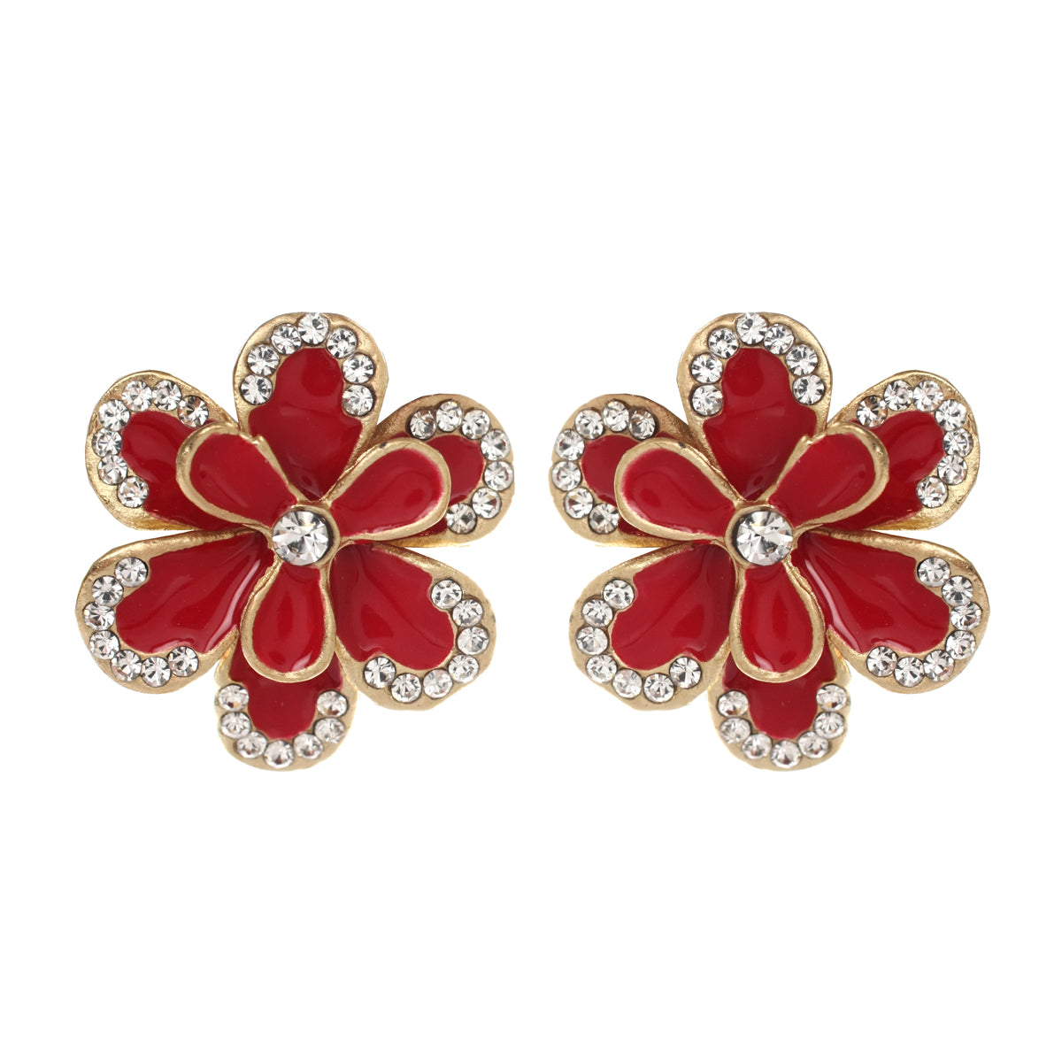 AMRITA NEW YORK Jessy Enamel Floral Stud Red