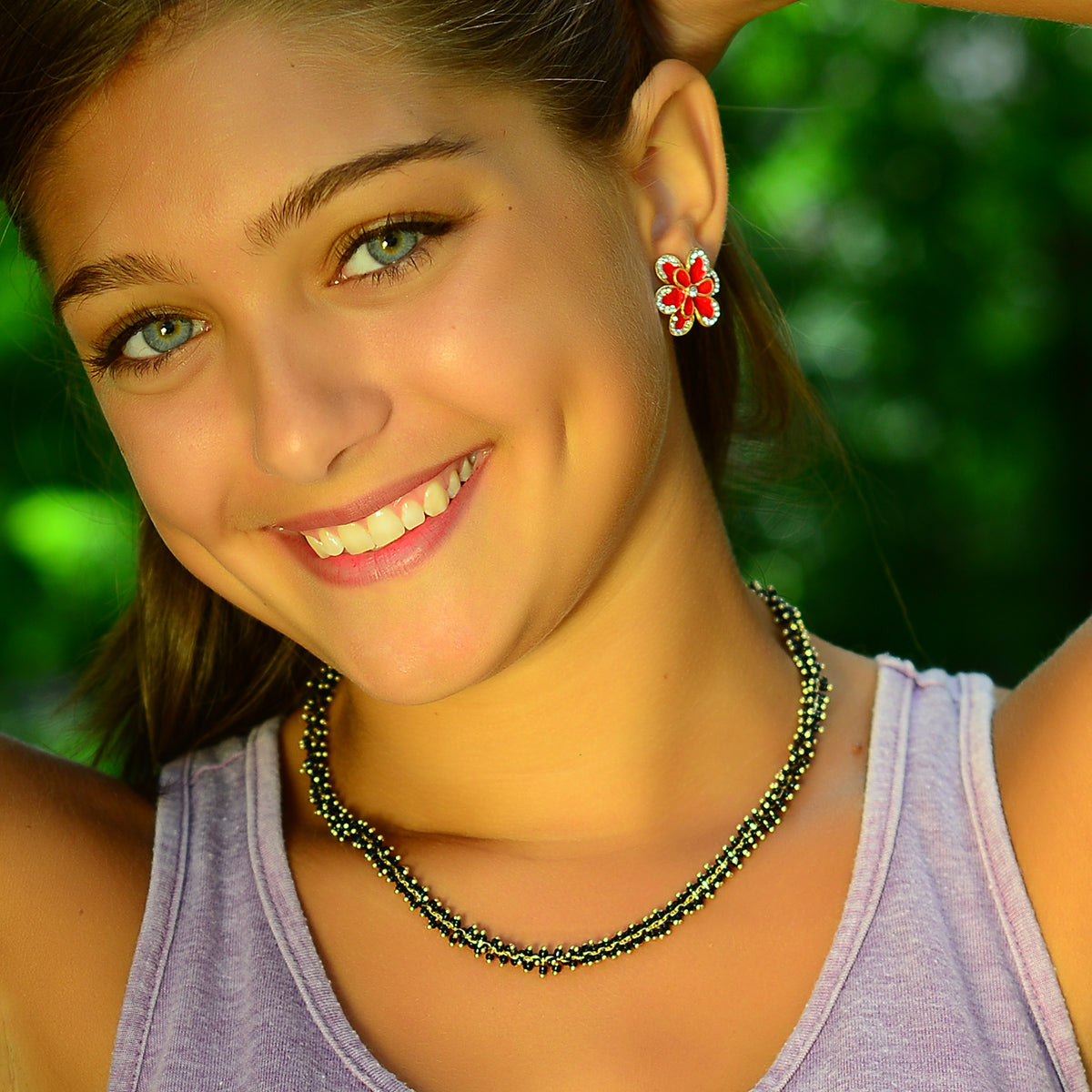 AMRITA NEW YORK Jessy Enamel Floral Stud Red