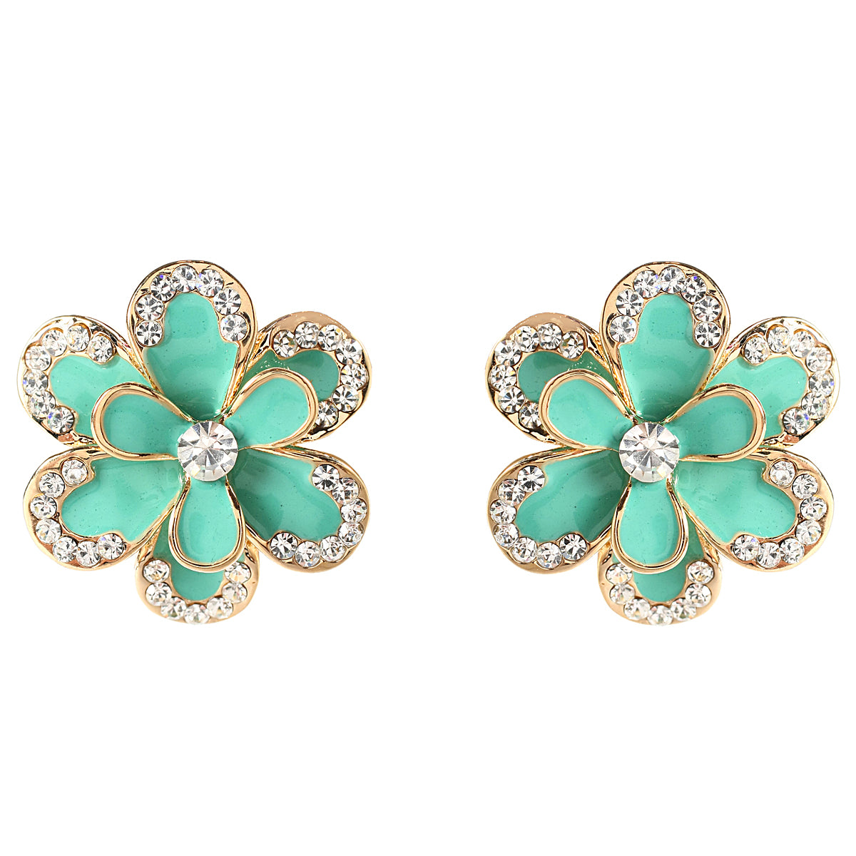 AMRITA NEW YORK Jessy Enamel Floral Stud Turquoise