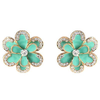 AMRITA NEW YORK Jessy Enamel Floral Stud Turquoise