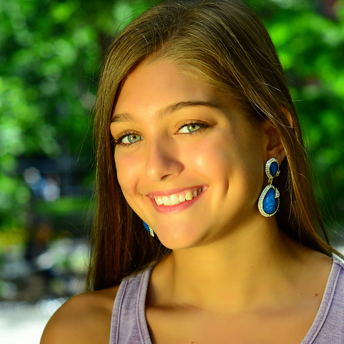 AMRITA NEW YORK Pave Riverside Earring Turquoise