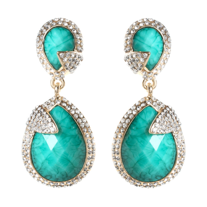 AMRITA NEW YORK Pave Riverside Earring Turquoise