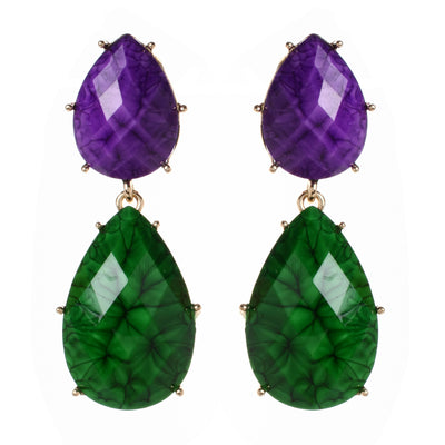 AMRITA NEW YORK Camella Teardrop Earring Amethyst/Evergreen