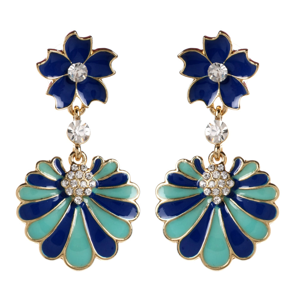 AMRITA NEW YORK Enamel Fan Earring Blue/Turquoise