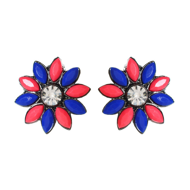 AMRITA NEW YORK Floral Studs Blue/Pink