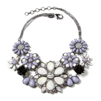 AMRITA NEW YORK Jardin De Fleurs Bib Moonstone/Grey