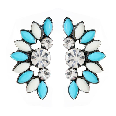 AMRITA NEW YORK Crescent Studs Turquoise/Ivory