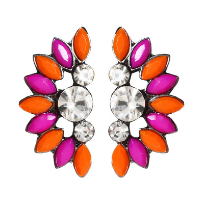 AMRITA NEW YORK Crescent Studs Orange/Fuschia