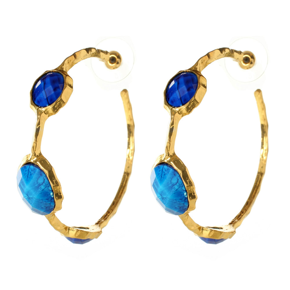 AMRITA NEW YORK Cleopatra Hoop Earrings Lapis