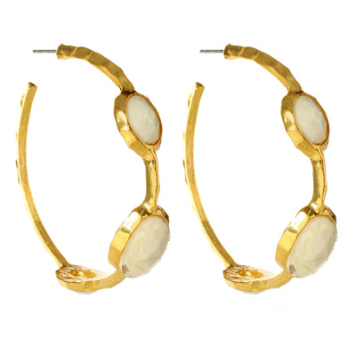 AMRITA NEW YORK Cleopatra Hoop Earrings White Jade