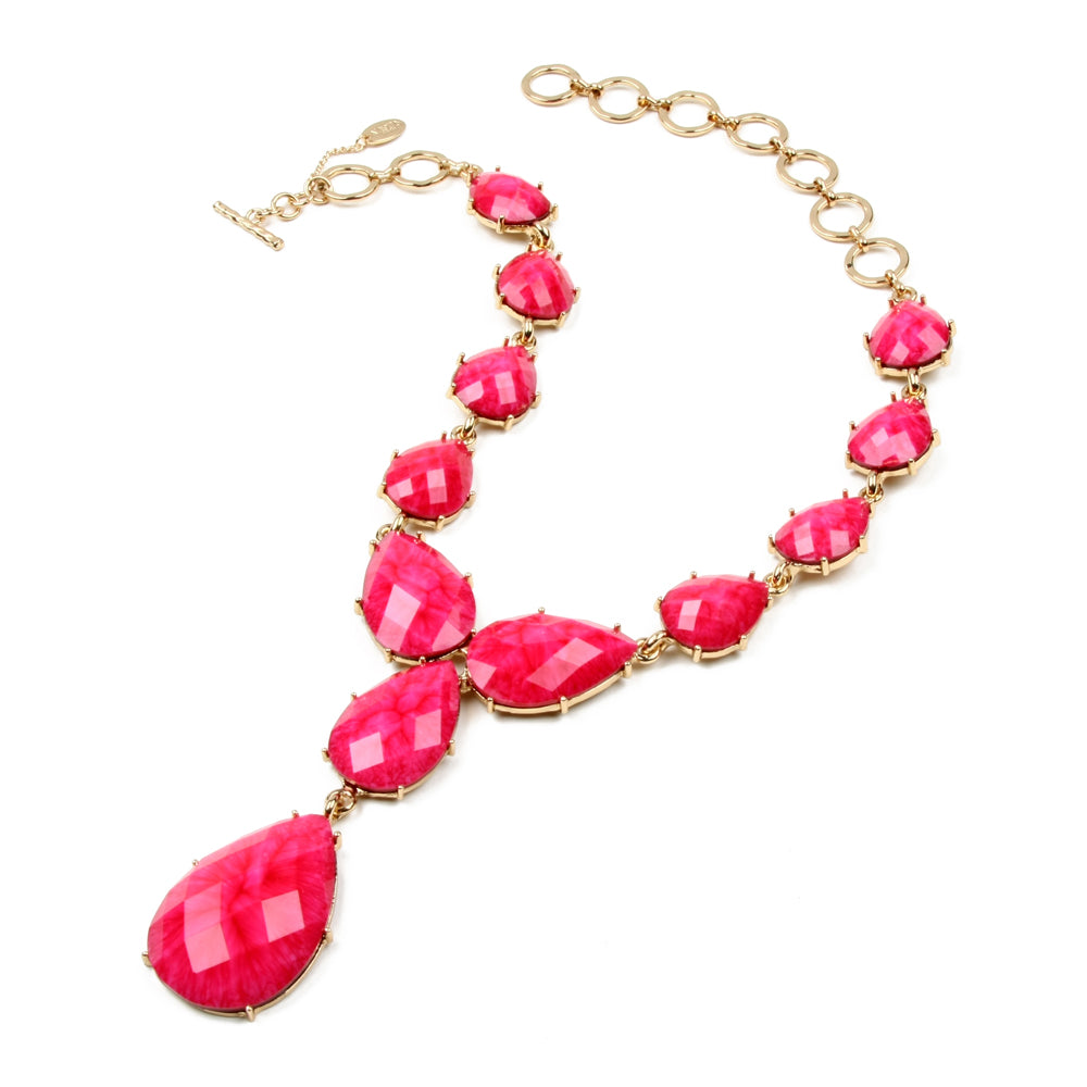 AMRITA NEW YORK Camella Teardrop Necklace Fuschia