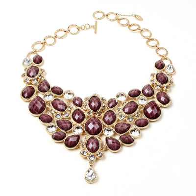 AMRITA NEW YORK Crystal South Fork Bib Fall Necklace Amethyst