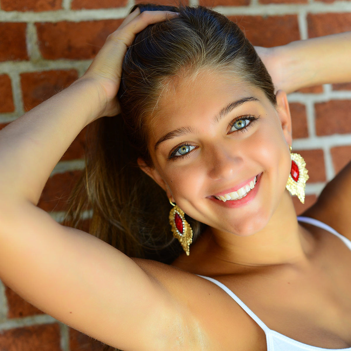 AMRITA NEW YORK Leaf Earring Ruby