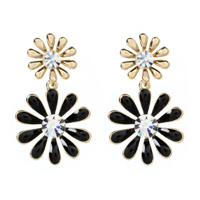 AMRITA NEW YORK Fleur Two Tier Earring Black