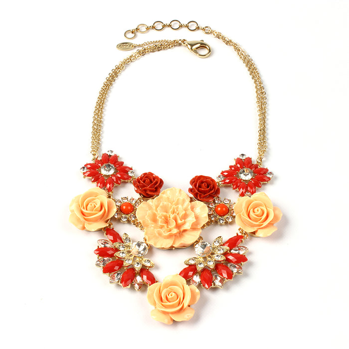 AMRITA NEW YORK Rose Garden Necklace Coral/Peach