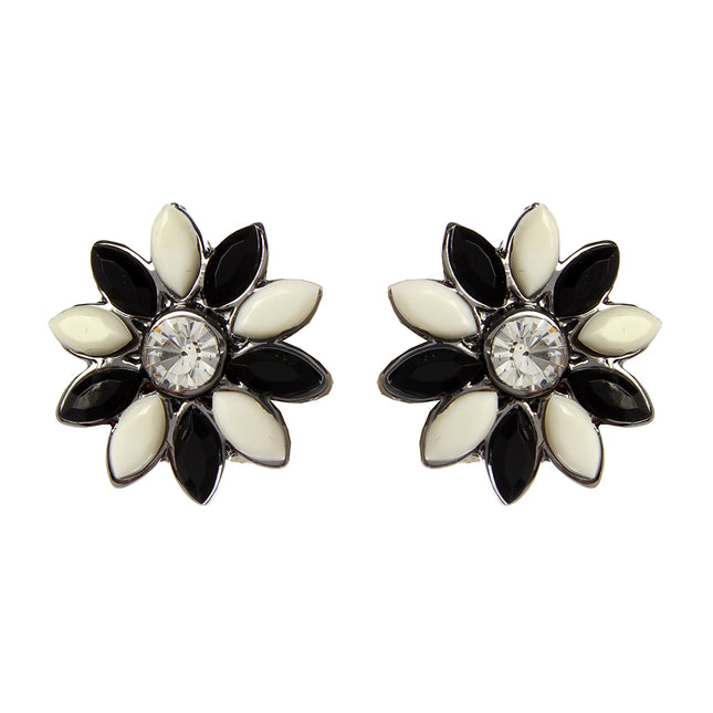 AMRITA NEW YORK Floral Studs Black/Ivory