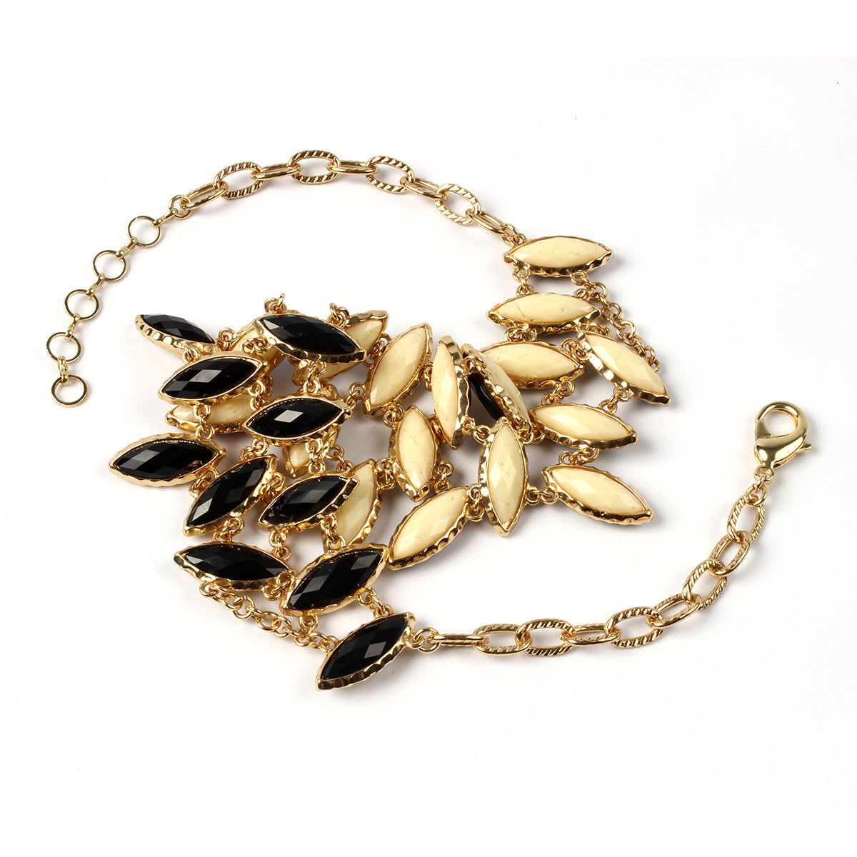 AMRITA NEW YORK Marquis Reversible Bib Necklace Black/White Jade