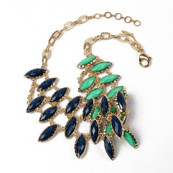 AMRITA NEW YORK Marquis Reversible Bib Necklace Turquoise/Blue Lapis