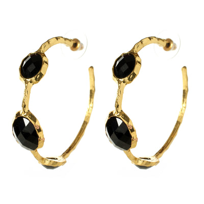 AMRITA NEW YORK Cleopatra Hoop Earrings Jet Black