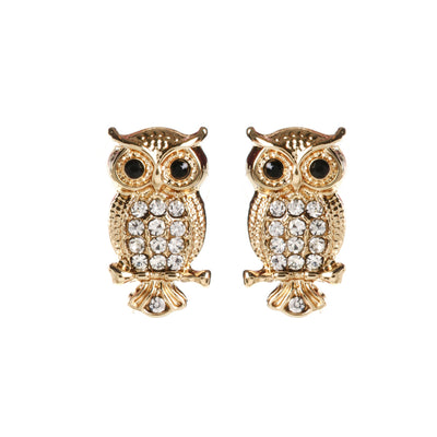 AMRITA NEW YORK Amrita Owl Studs Gold/Clear