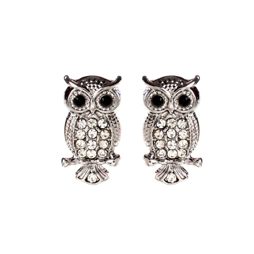 AMRITA NEW YORK Amrita Owl Studs Silver/Clear