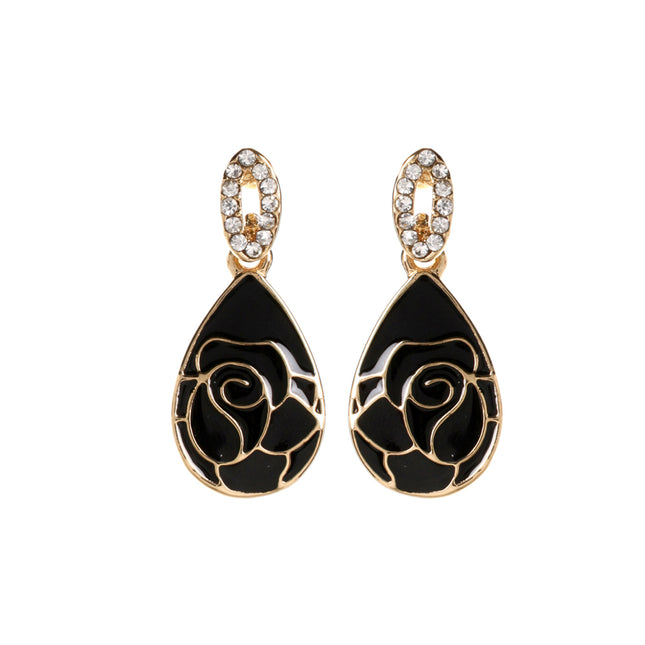 AMRITA NEW YORK Park Avenue Rose Earring Black