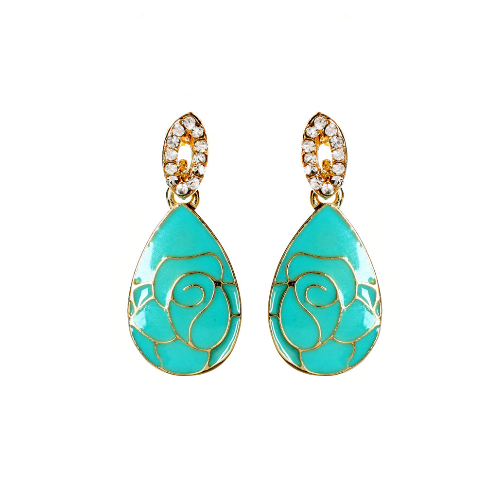 AMRITA NEW YORK Park Avenue Rose Earring Turquoise